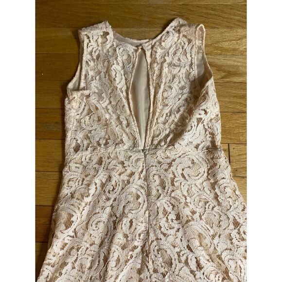 Jaye.e women's peach lined floral lace sleeveless open back zip closure dress S - Picture 6 of 10